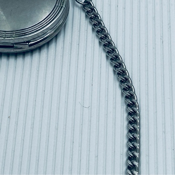 Vintage James Michael Silver Art Deco Pocket Watch with Chain - Picture 9 of 10